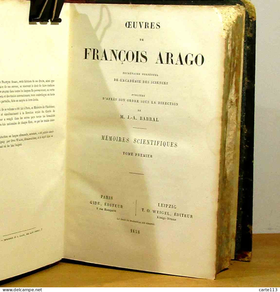 ARAGO Francois - MEMOIRES SCIENTIFIQUES - 2 TOMES - 1801-1900