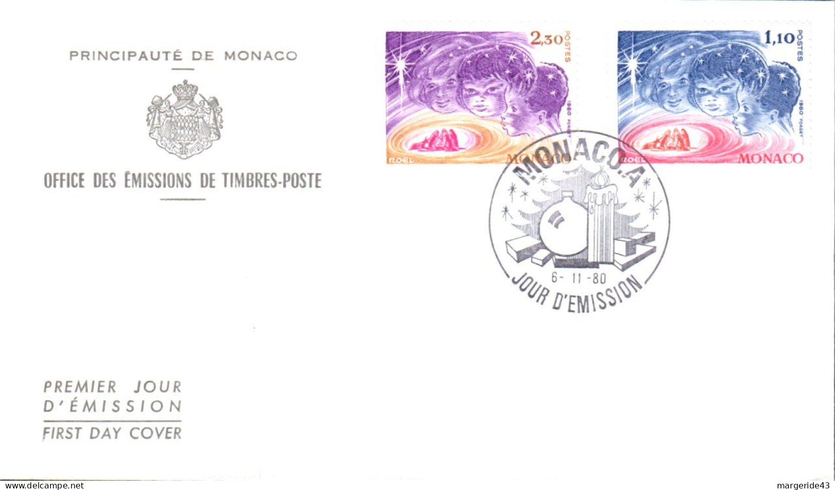 MONACO  FDC 1972 1980 NOEL - Kerstmis