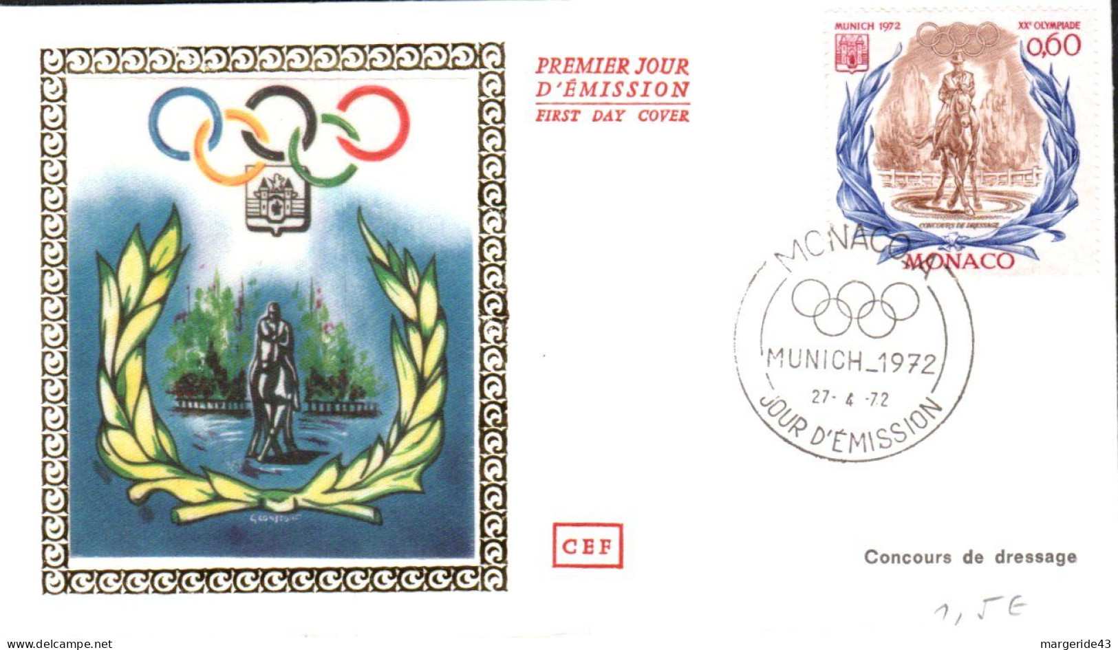 MONACO  FDC 1972 HIPPISME - J O MUNICH - Paardensport