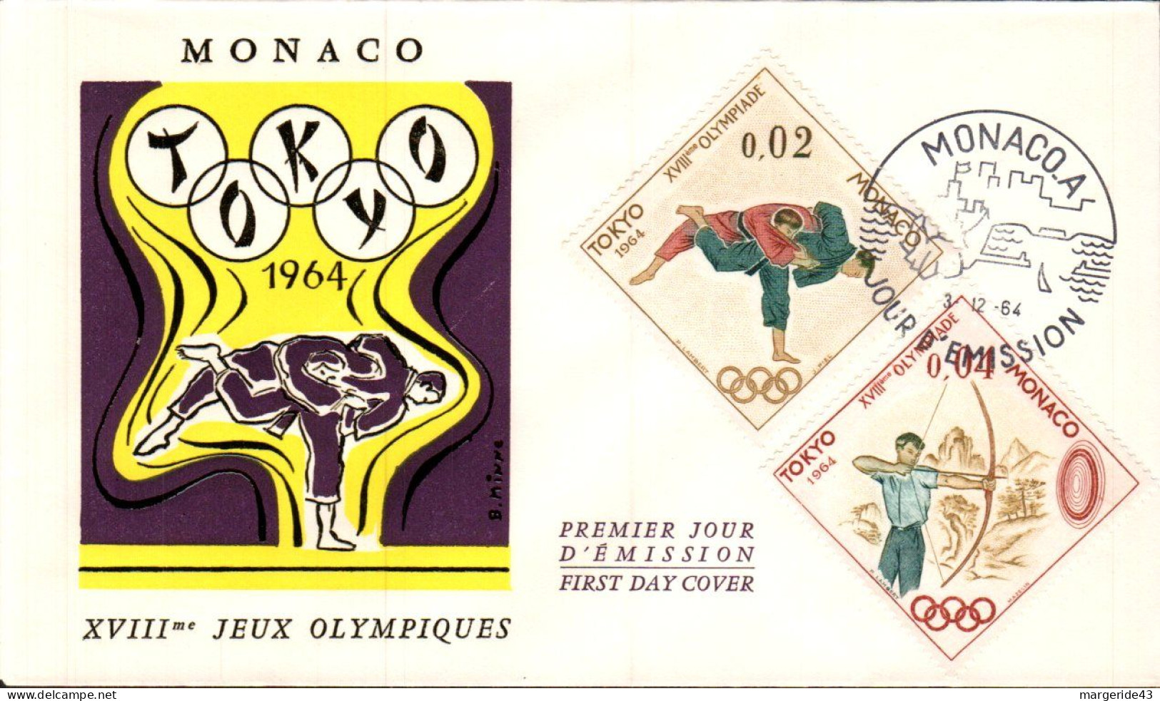 MONACO  FDC 1964 J O TOKYO - Ete 1964: Tokyo