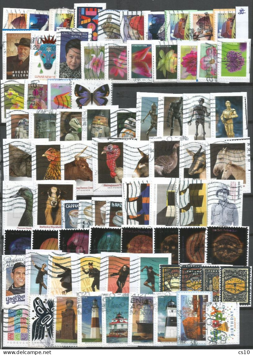 Kiloware Forever USA 2021 BACK TO 2011 Selection Stamps Of The Years In 1,200  DIFFERENT Stamps Used ON-PIECE - Sammlungen