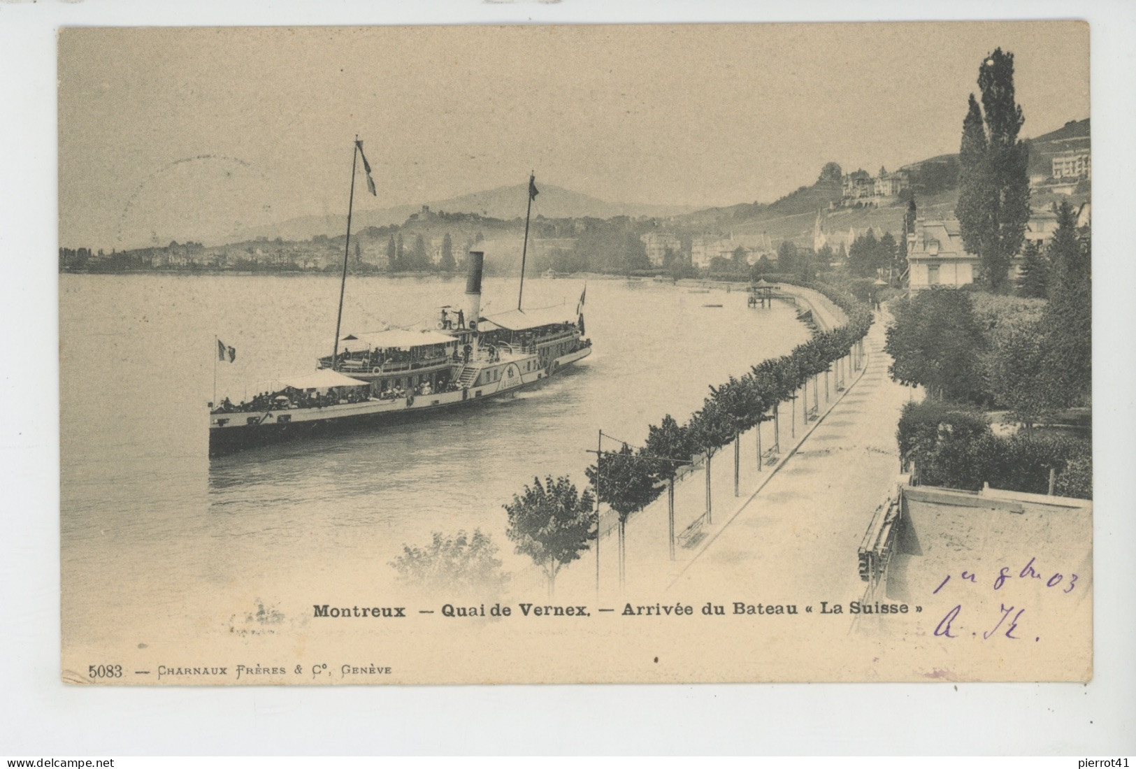 SUISSE - VAUD - MONTREUX - Quai De Vernex - Arrivée Du Bateau "LA SUISSE " - Montreux