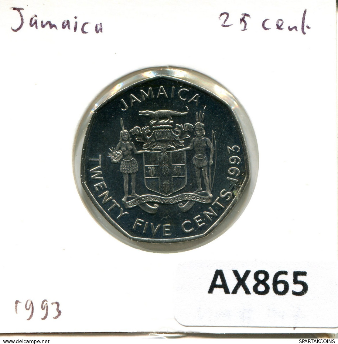 25 CENTS 1993 JAMAICA Moneda #AX865.E.A - Jamaique