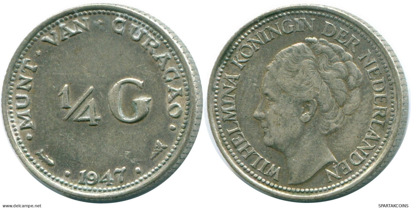 1/4 GULDEN 1947 CURACAO Netherlands SILVER Colonial Coin #NL10816.4.U.A - Curaçao