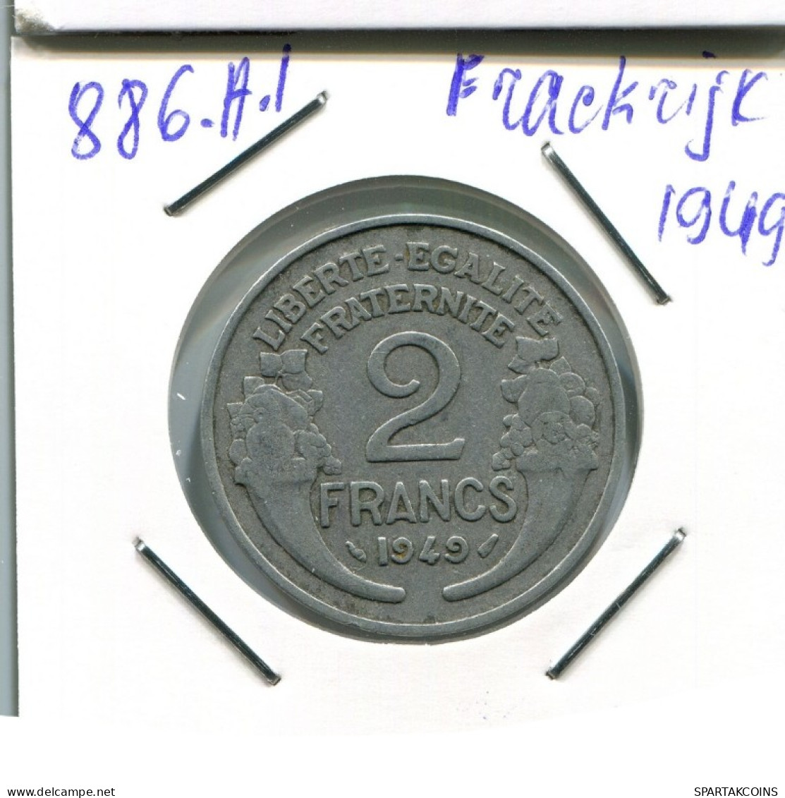 2 FRANCS 1949 FRANKREICH FRANCE Französisch Münze #AN358.D.A - 2 Francs
