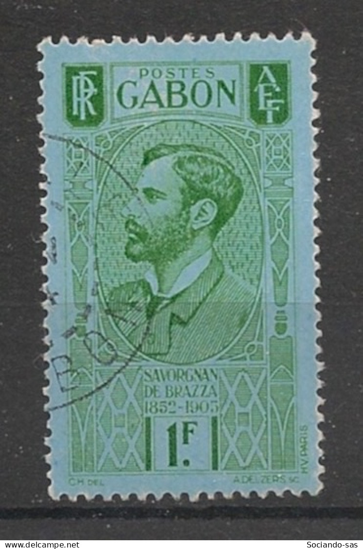 GABON - 1932-33 - N°YT. 140 - Brazza 1f Vert Sur Bleu - Oblitéré / Used - Oblitérés