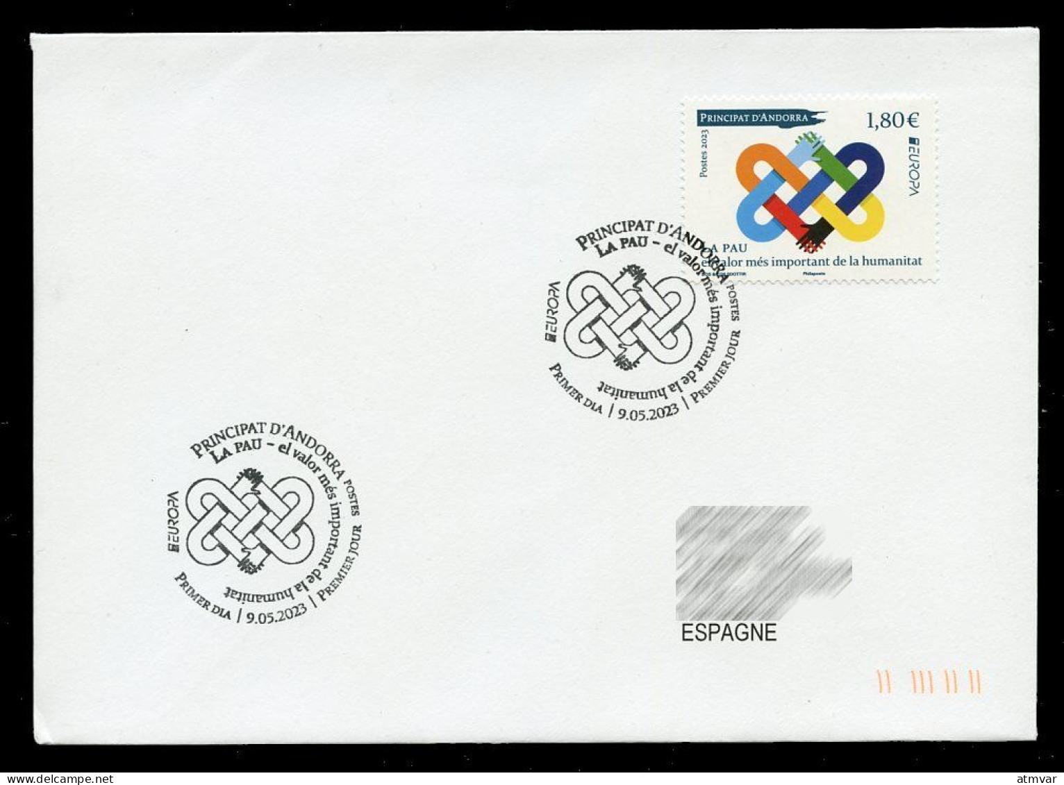 ANDORRA Postes (2023) EUROPA La Pau, El Valor Més Important, Peace The Highest Value Humanity - First Day Cover - FDC