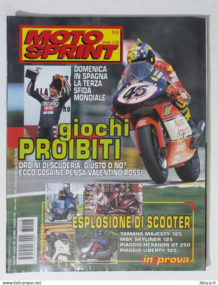 34921 Motosprint 1998 A. XXIII N. 18 - Prova Piaggio Liberty E Yamaha + Poster - Motoren