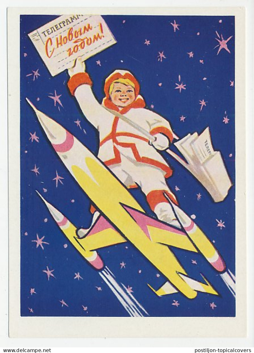 Postal Stationery Soviet Union 1960 Rocket - Telegram - Happy New Year - Sterrenkunde