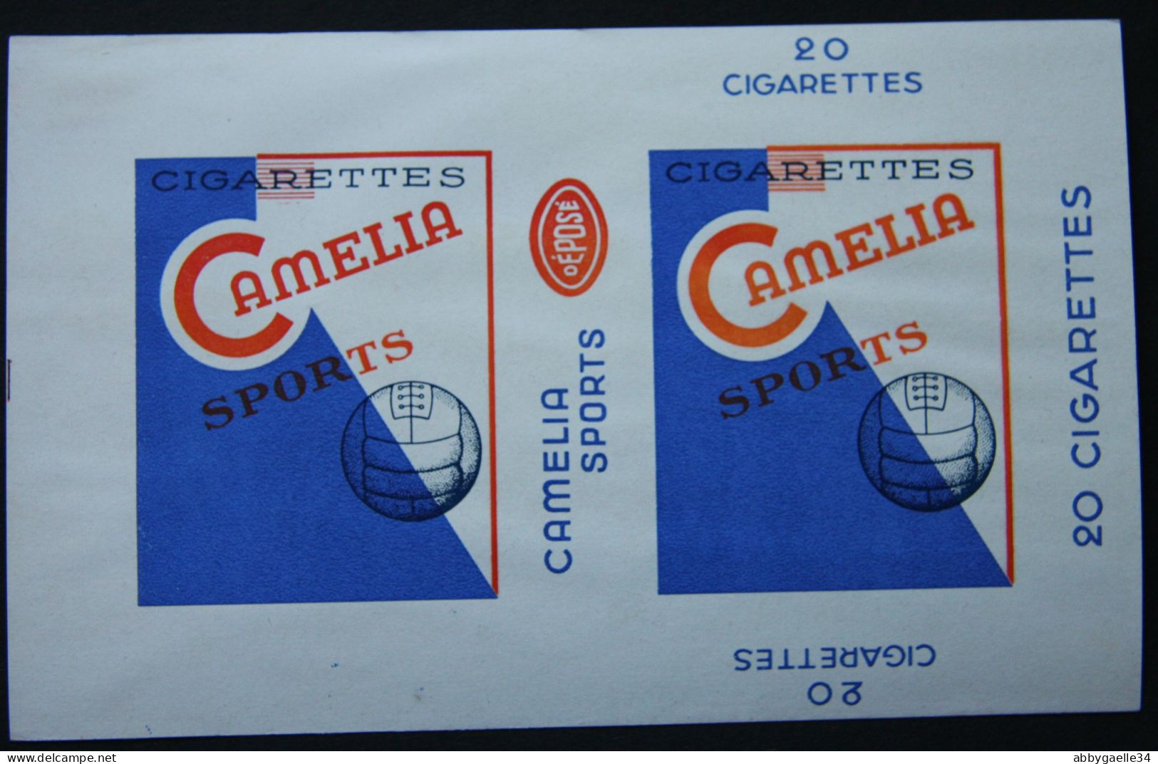 Rare Paquet De Cigarettes Non-plié Vve BERTOMIEU & Cie " Cigarettes CAMELIA SPORTS Alger (Algérie) Ballon - Other & Unclassified