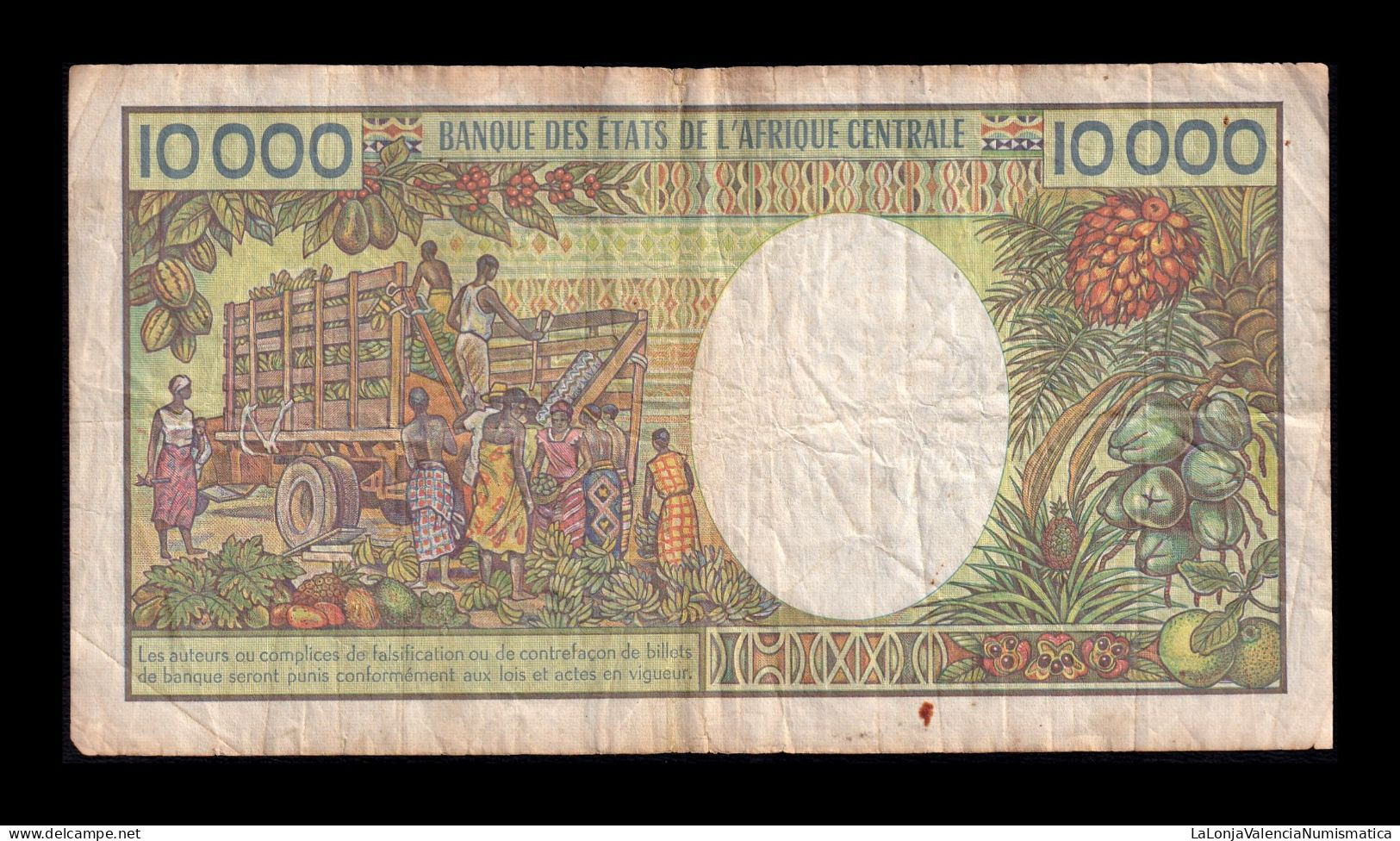 Congo 10000 Francs 1992 Pick 13 Bc/Mbc F/Vf - Republic Of Congo (Congo-Brazzaville)