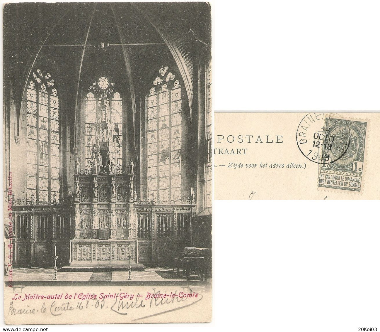 Braine-le-Comte Le Maître-autel De L'Eglise, Saint-Géry 1903, Hainaut, TTB-CPA, Vintage - Braine-le-Comte