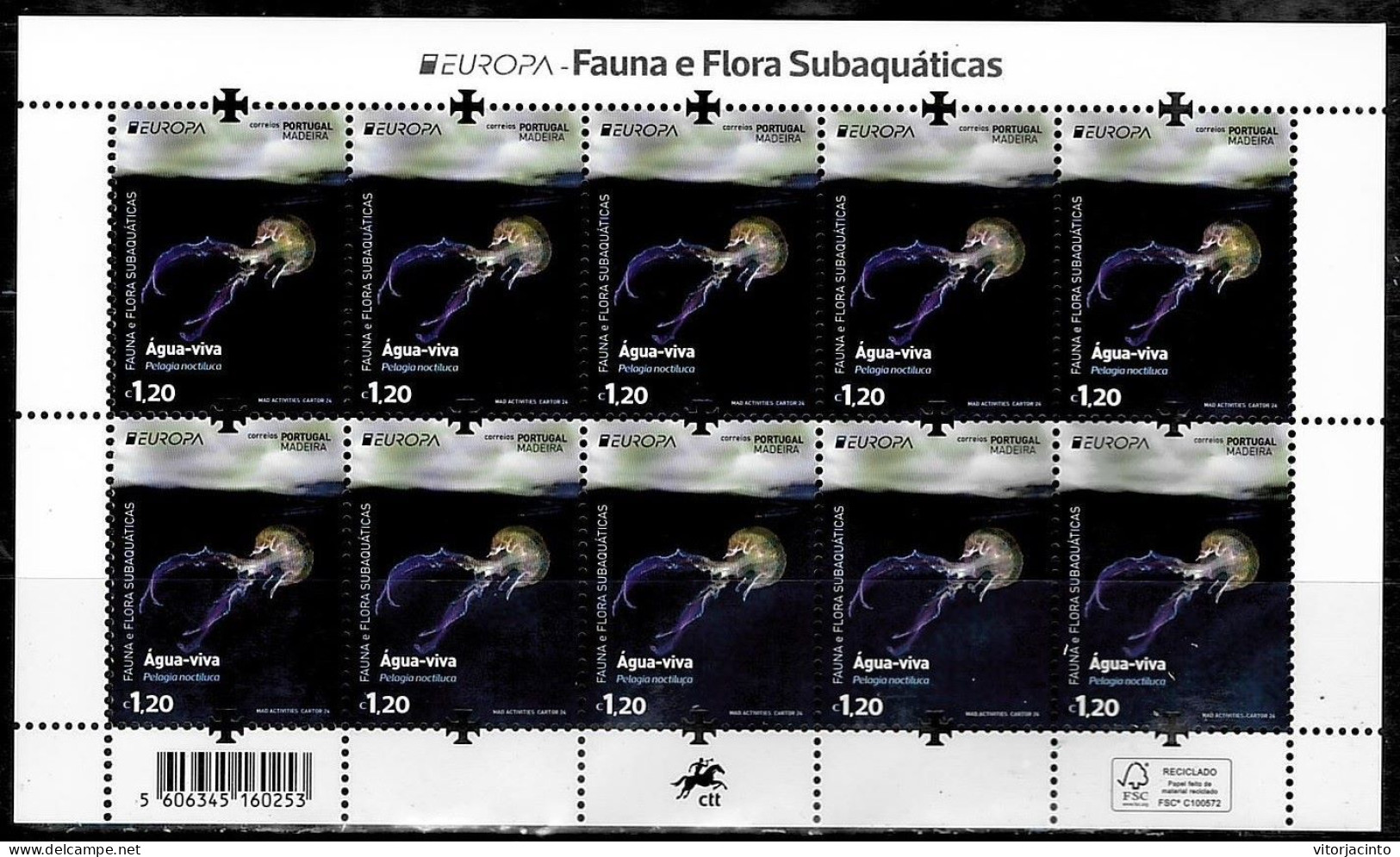 PORTUGAL (Madeira) - EUROPA - Underwater Fauna And Flora - Date Of Issue: 2024-05-06 (Miniature Sheet) - 2024