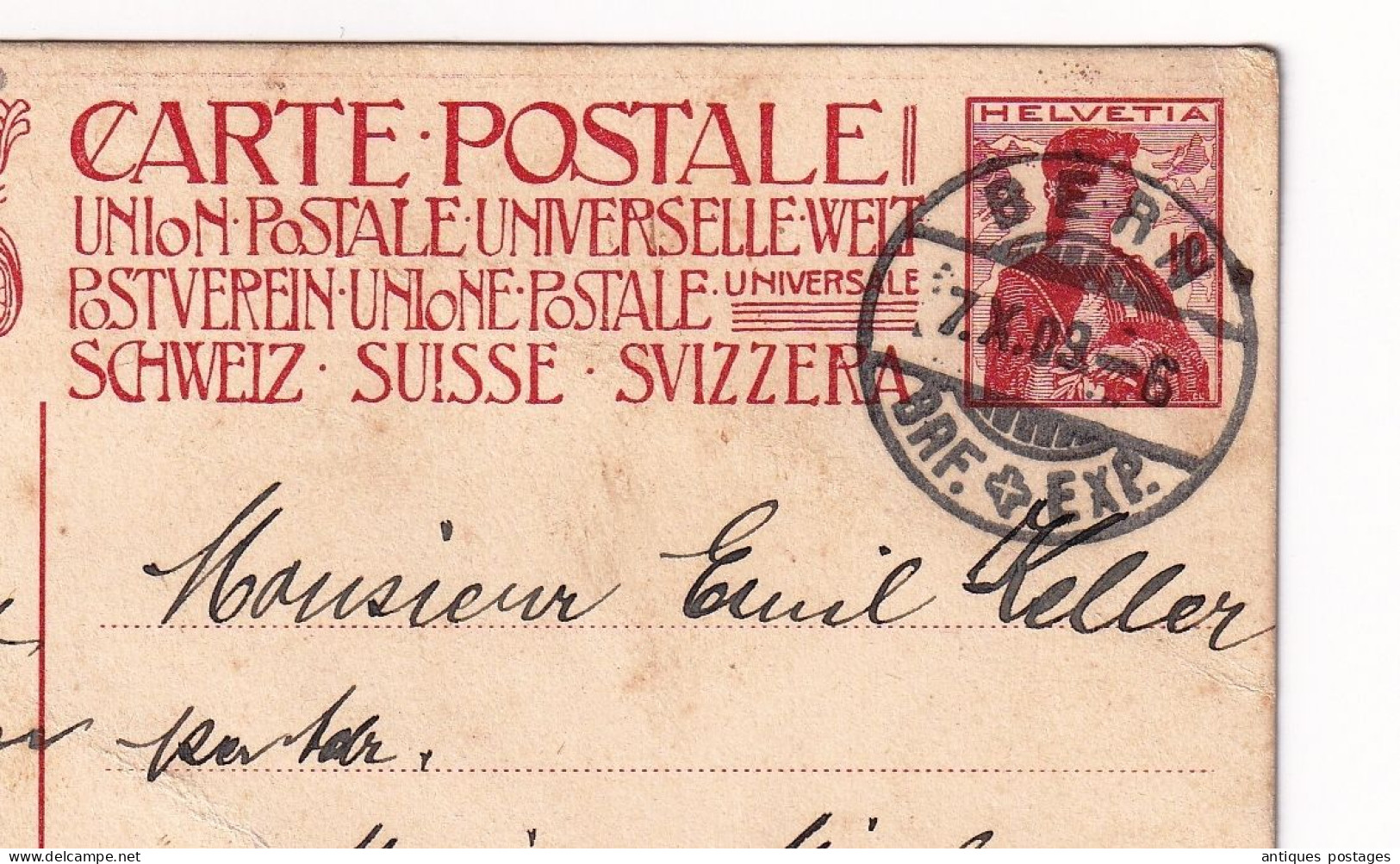 Entier Postal Bern 1909 Suisse Helvetia Monument Commemoratif De L'Union Postale Universelle - Enteros Postales