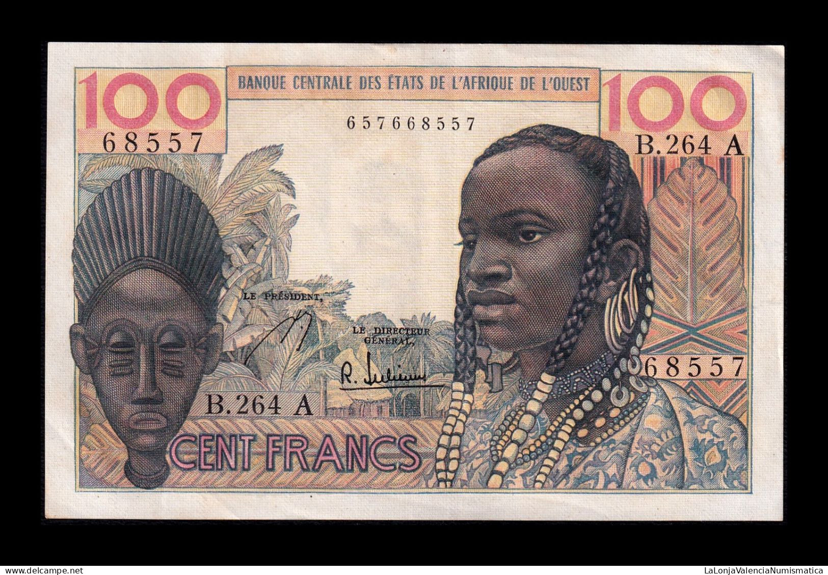 West African St. Costa De Marfil  100 Francs ND (1961-1965) Pick 101Ag Mbc/+ Vf/+ - Estados De Africa Occidental