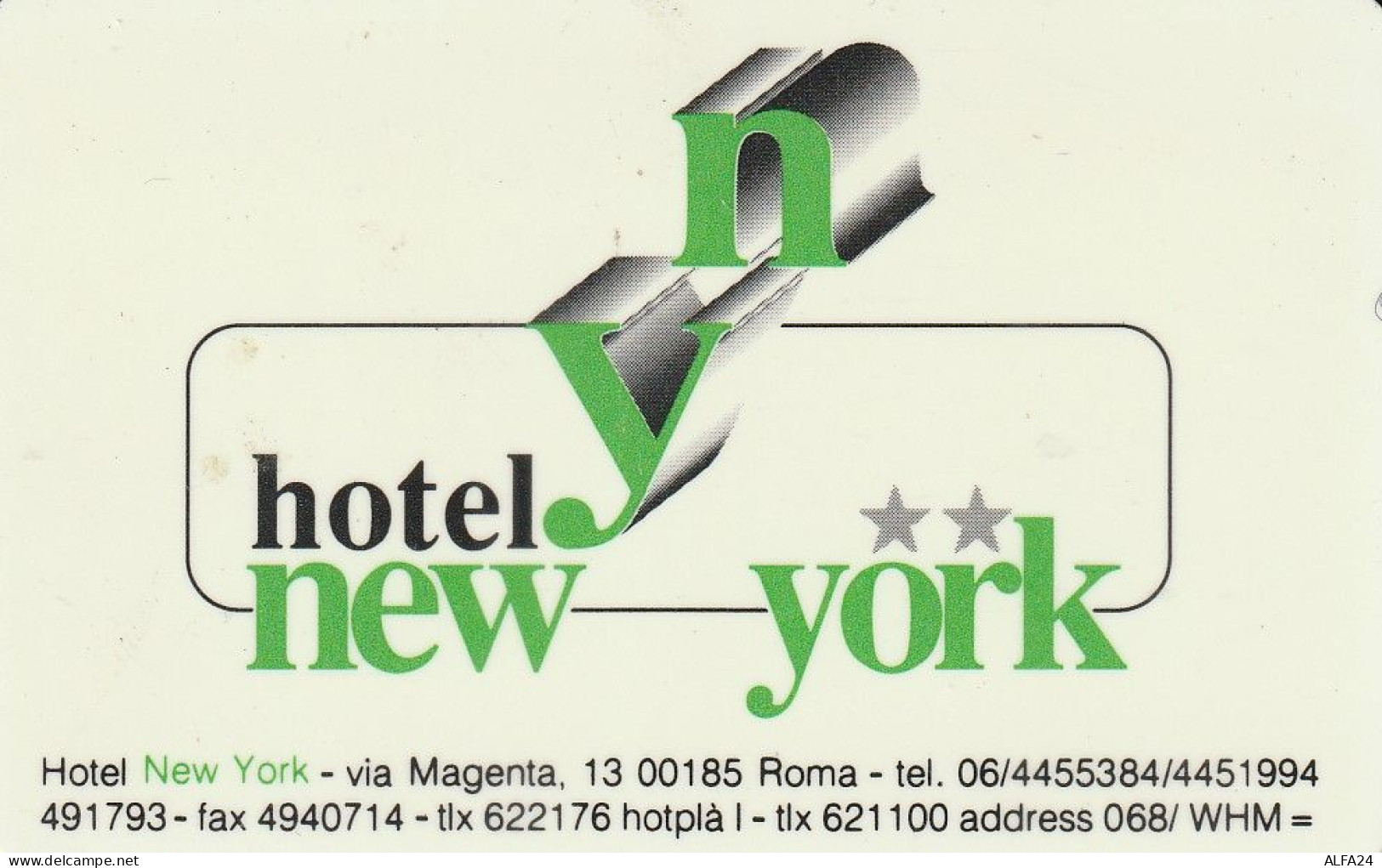 SCHEDA PER CAMERE ALBERGO  (CZ2027 - Cartes D'hotel