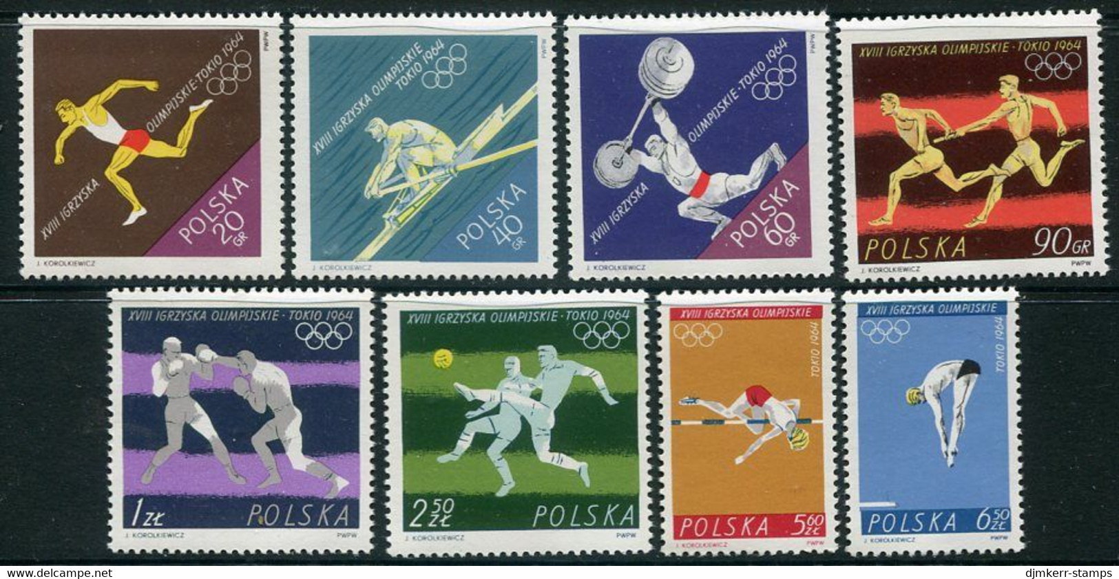 POLAND 1964 Olympic Games, Tokyo MNH / **.  Michel 1514-21 - Ungebraucht