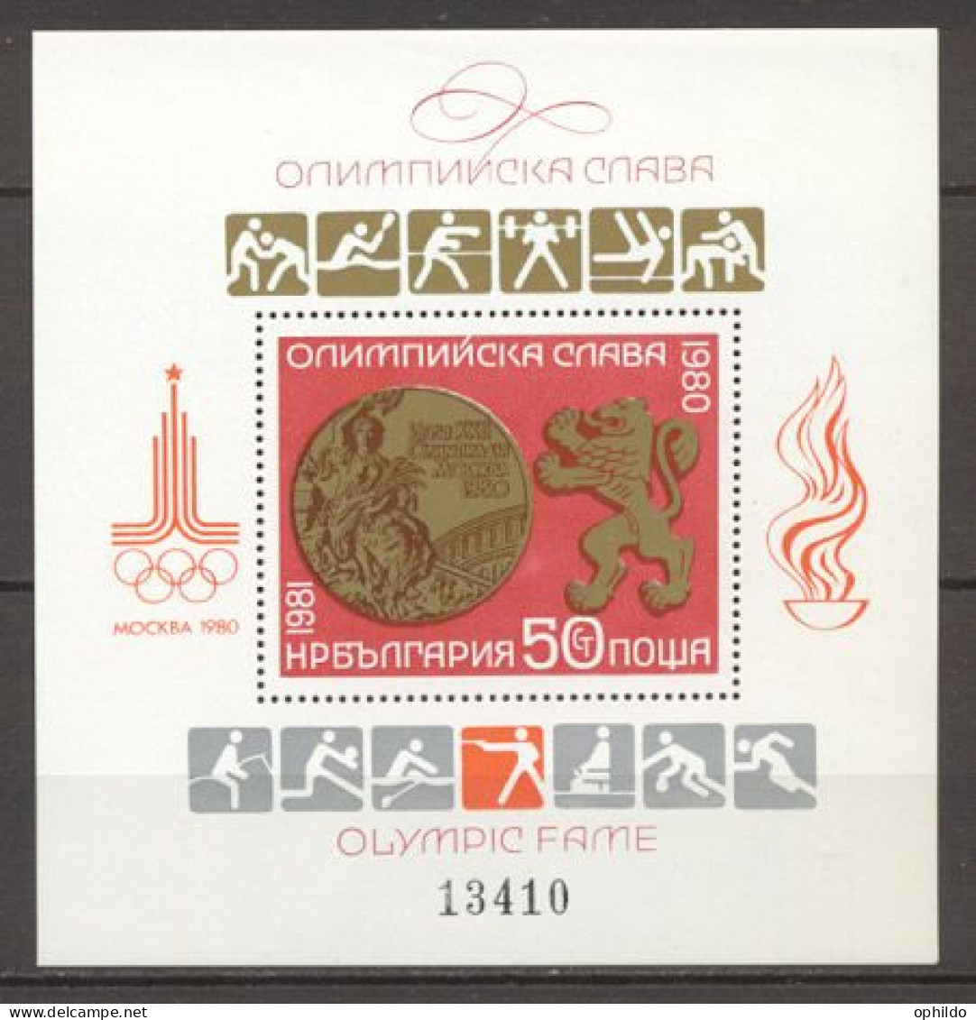 Bulgarie    BF  97 A    * *  TB Sport  Jo 1980 Moscou   - Blocks & Sheetlets