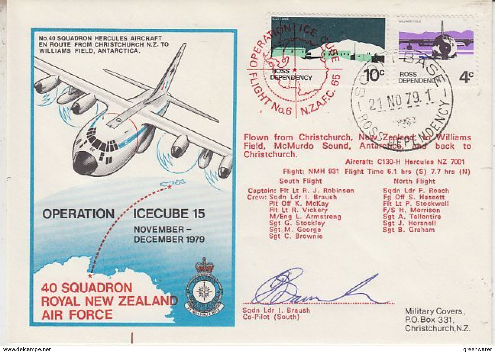 Ross Dependency 1979 Operation Icecube 15 Signature  Ca Scott Base 21 NOV 1979 (RT181) - Covers & Documents