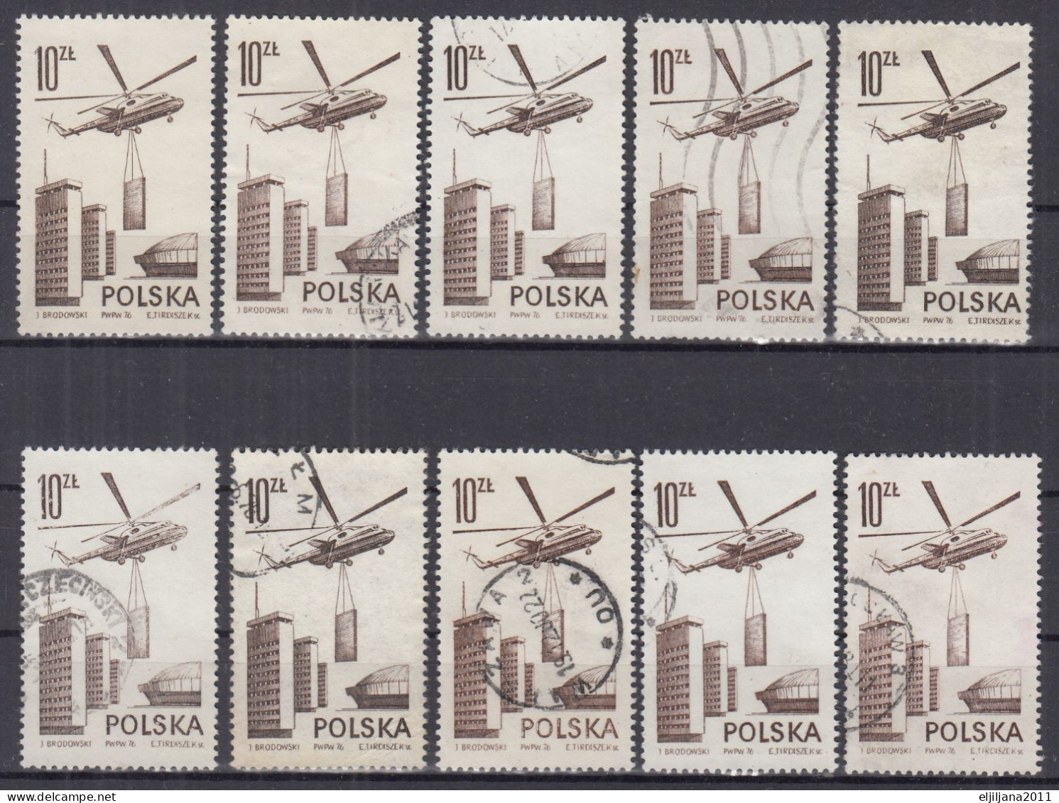 ⁕ Poland / Polska 1976/77 ⁕ Airmail Mi.2437, 2438, 2484 ⁕ 29v Used - Scan - Used Stamps