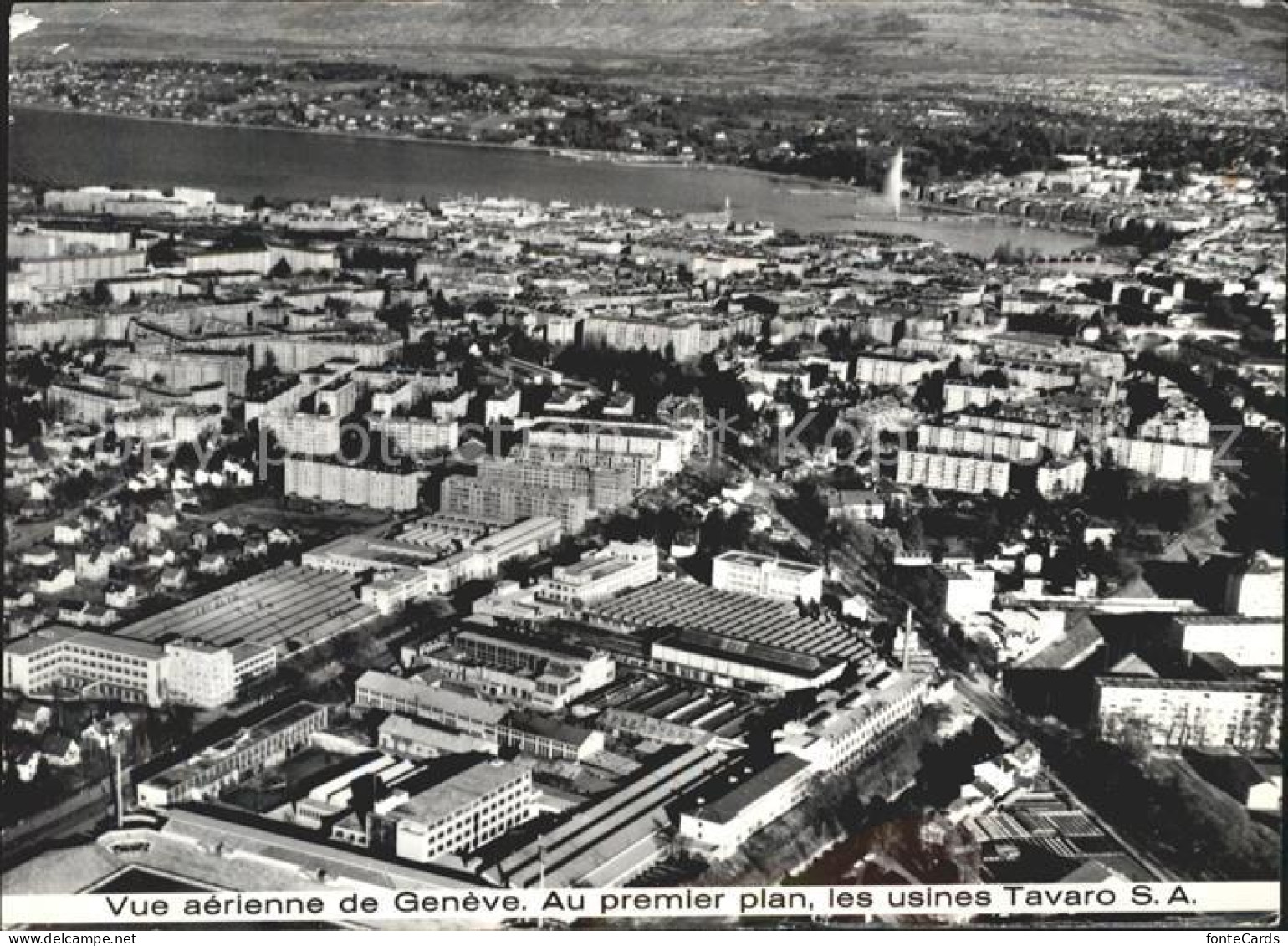 11631705 Geneve GE Vue Aerienne Avec Usines Tavaro Jet D Eau Wahrzeichen Geneve  - Altri & Non Classificati