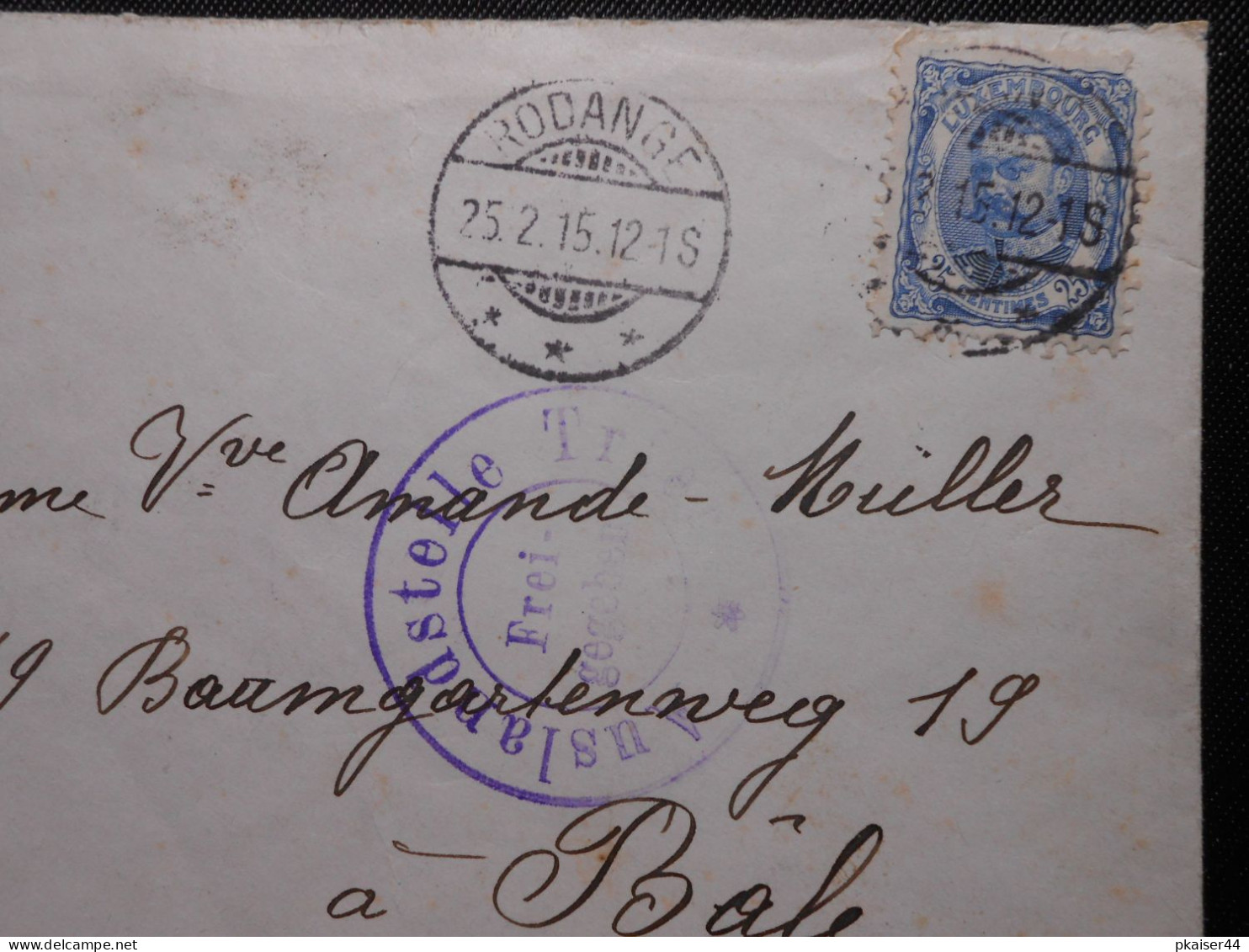 L Mi 76 - 25C - Brief 25.2.15 - Luxembourg - Wilhelm LV 1906 - 1906 Willem IV