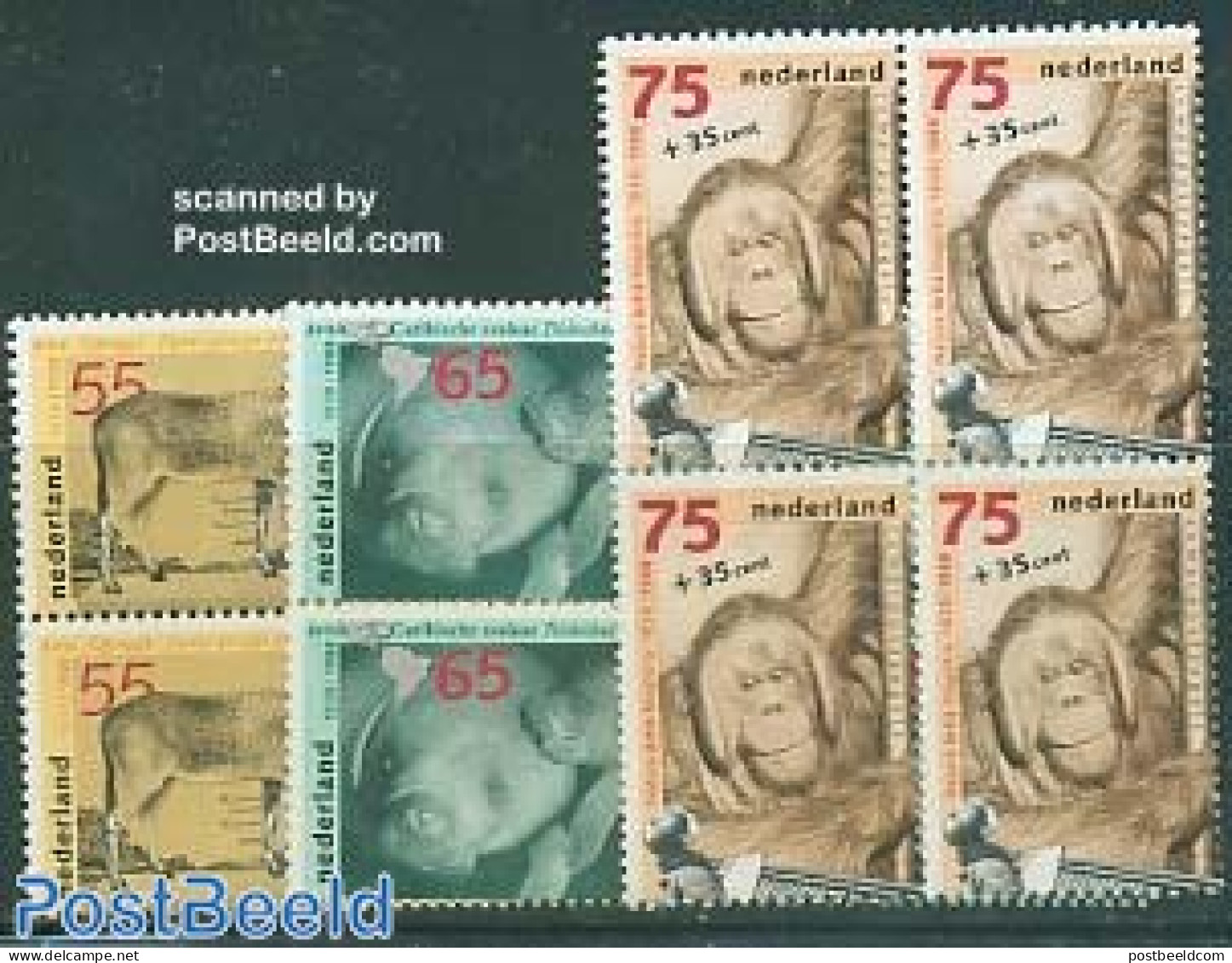 Netherlands 1988 Summer Welfare 3v Blocks Of 4 [+], Mint NH, Nature - Animals (others & Mixed) - Monkeys - Sea Mammals - Nuevos