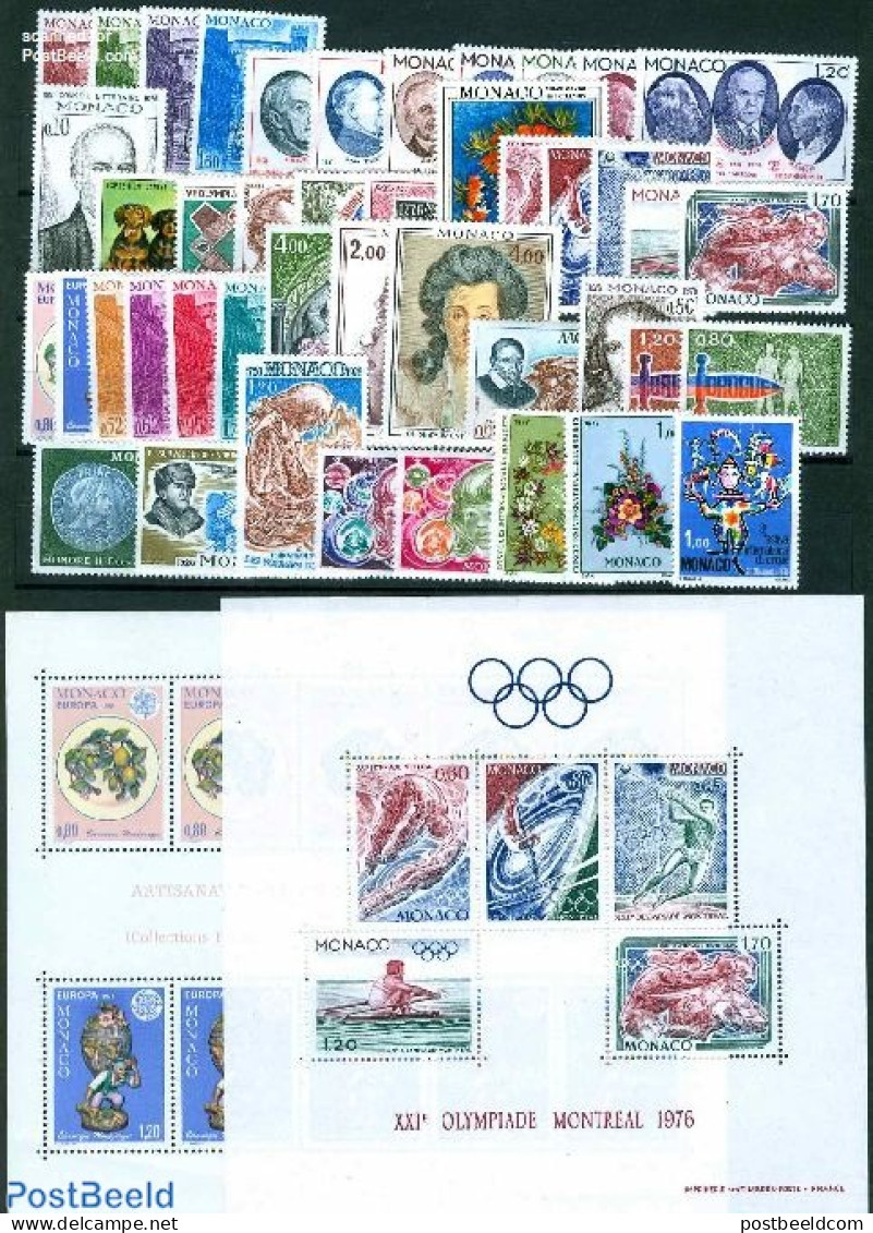 Monaco 1976 Yearset 1976, Complete, 44v + 2s/s, Mint NH, Various - Yearsets (by Country) - Nuevos