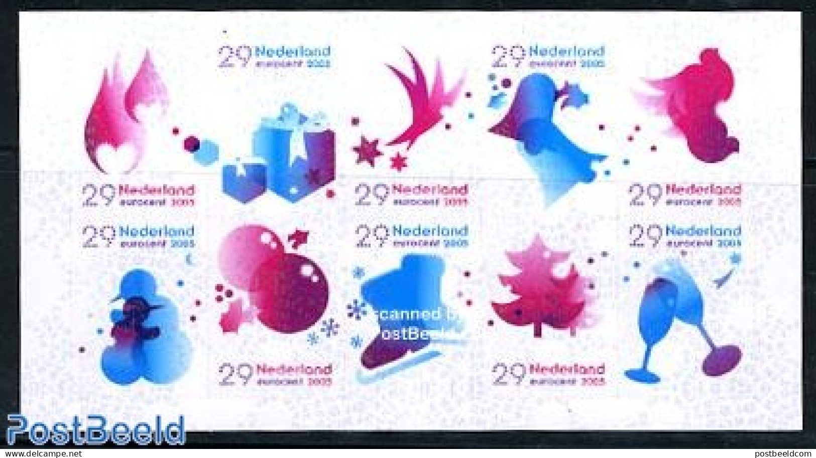 Netherlands 2005 Christmas 10v S-a, Mint NH, Nature - Religion - Sport - Birds - Christmas - Skating - Ongebruikt