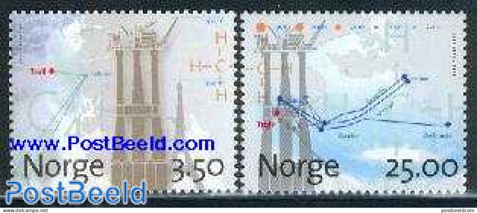 Norway 1996 Gaz Fields 2v, Mint NH, Science - Various - Mining - Maps - Ungebraucht