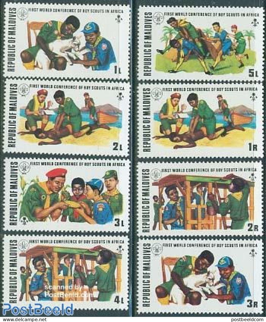 Maldives 1973 Scouting Conference 8v, Mint NH, Sport - Scouting - Malediven (1965-...)