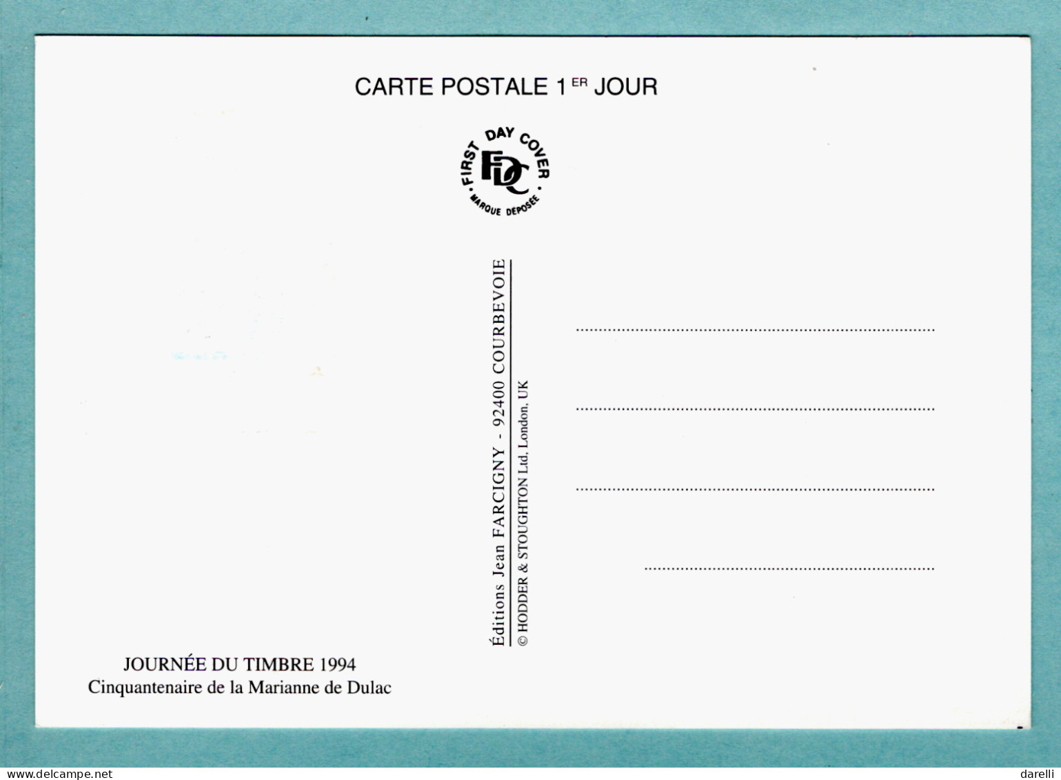 Carte Maximum 1994 - Journée Du Timbre 1994 - Marianne De Dulac - YT 2864 - Paris - 1990-1999