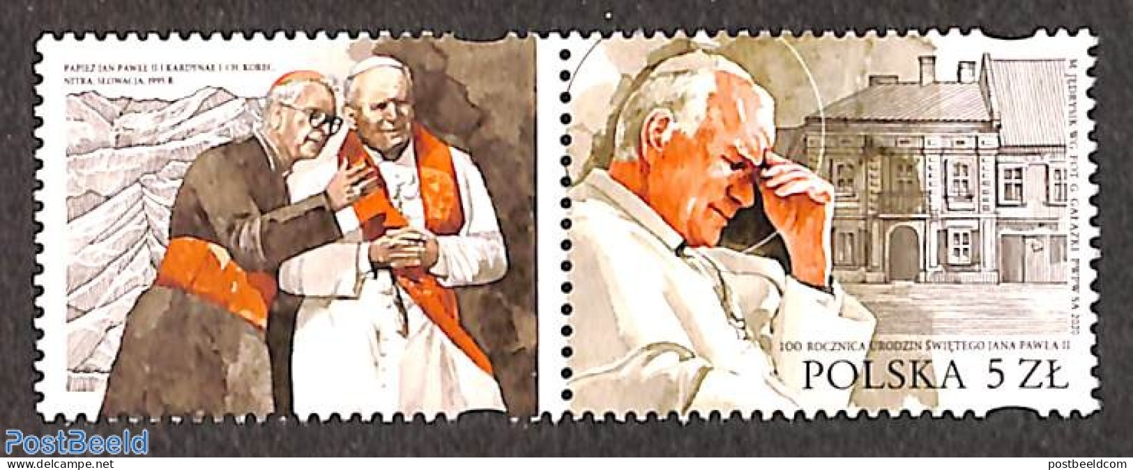 Poland 2020 Pope John Paul II 1v+tab, Joint Issue Slovensko, Mint NH, Religion - Various - Pope - Religion - Joint Iss.. - Neufs