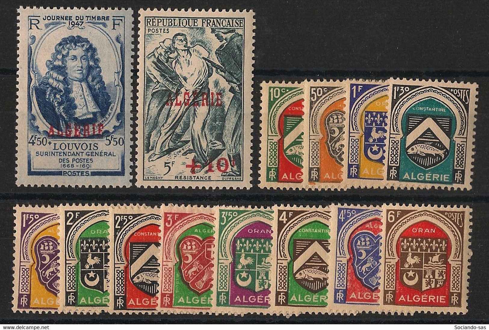 ALGERIE - Année Complète 1947 - N°YT. 253 à 266 - Complet - 14 Valeurs - Neuf Luxe ** / MNH / Postfrisch - Années Complètes