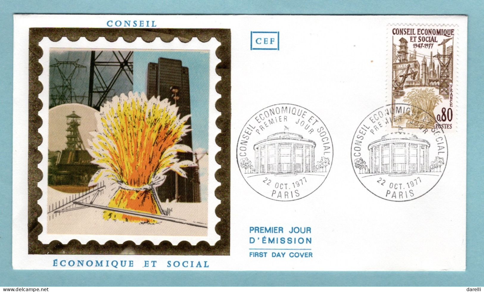 FDC France 1977 - Conseil économique Et Social - YT 1957 - Paris (soie) - 1970-1979