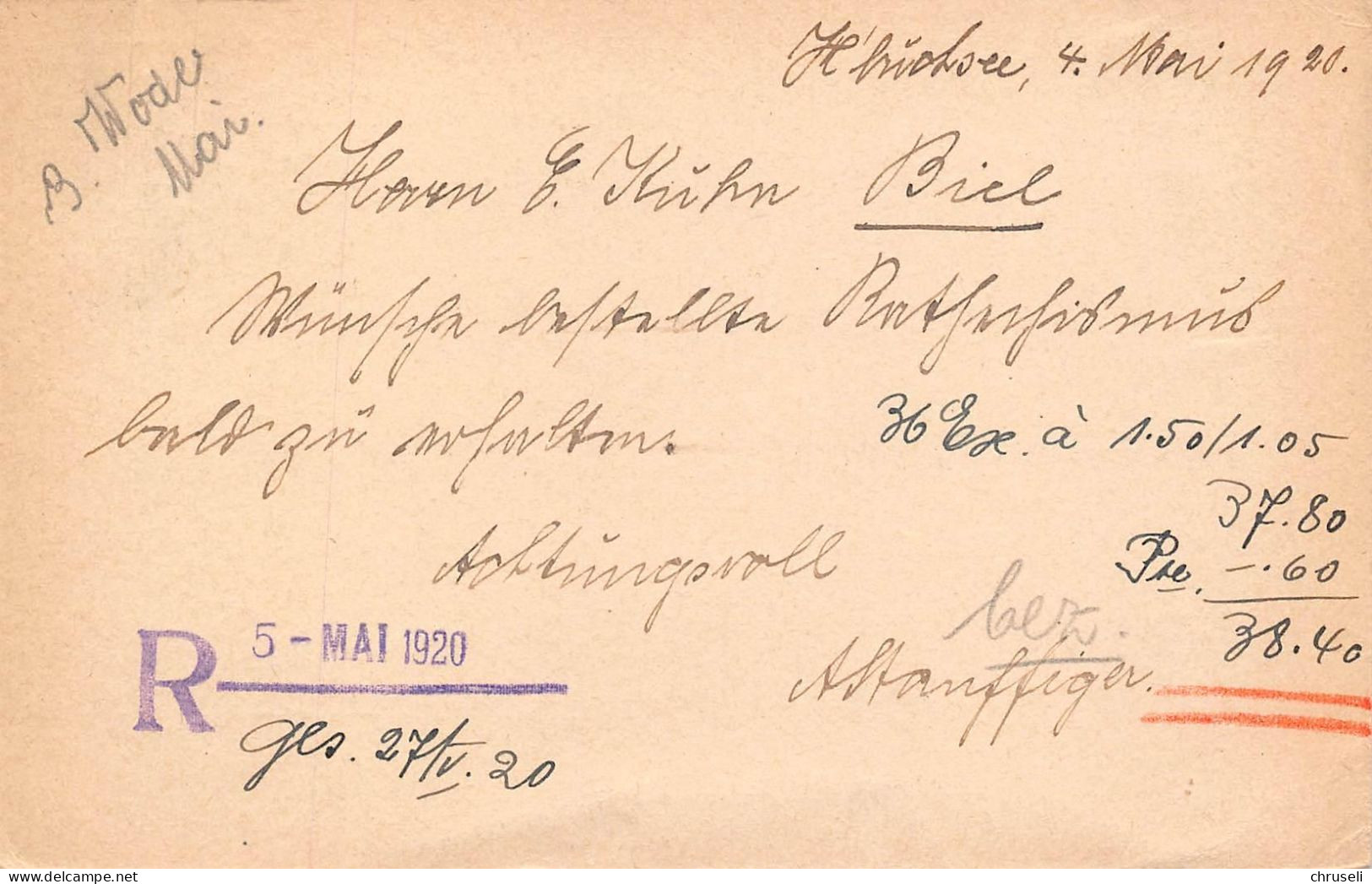 Herzogenbuchsee Buchhandlung A. Stauffinger  Firmen Gewerbestempel Besonderheiten - Stamped Stationery