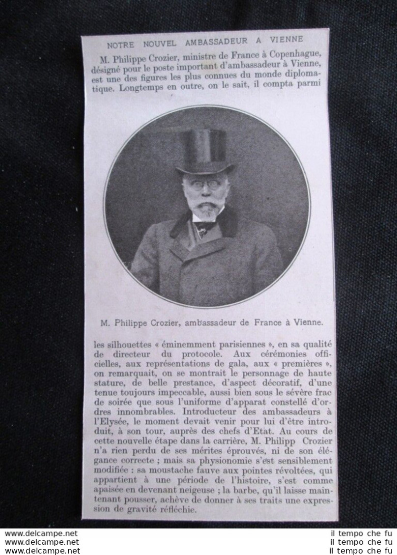 Philippe Crozier, Ambasciatore Di Francia A Vienna Stampa Del 1907 - Otros & Sin Clasificación