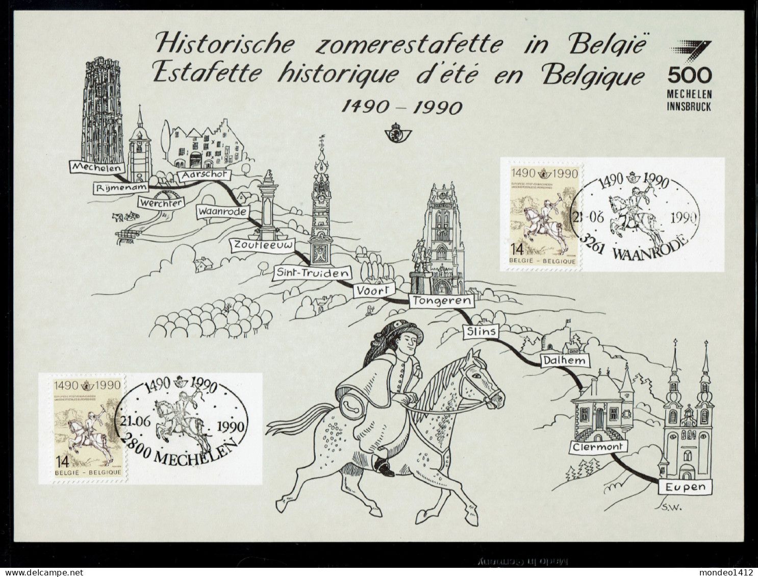 2350HK + 2350HKs1 + 2350HKs2 - Cartes Souvenir - Liaisons Postales - Innsbruck-Malines - Cartoline Commemorative - Emissioni Congiunte [HK]