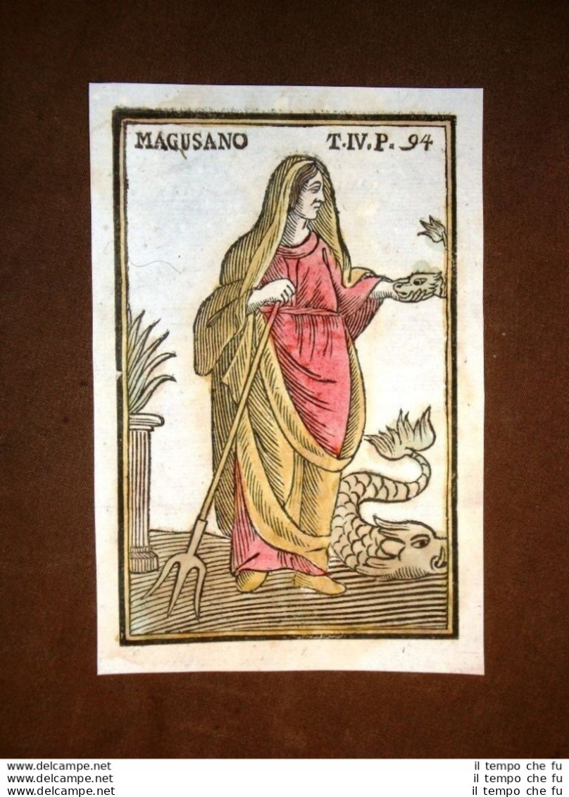 Magusano O Magisano Settecentina Acquerellata A Mano Del 1785 Andre Declaustre - Estampes & Gravures