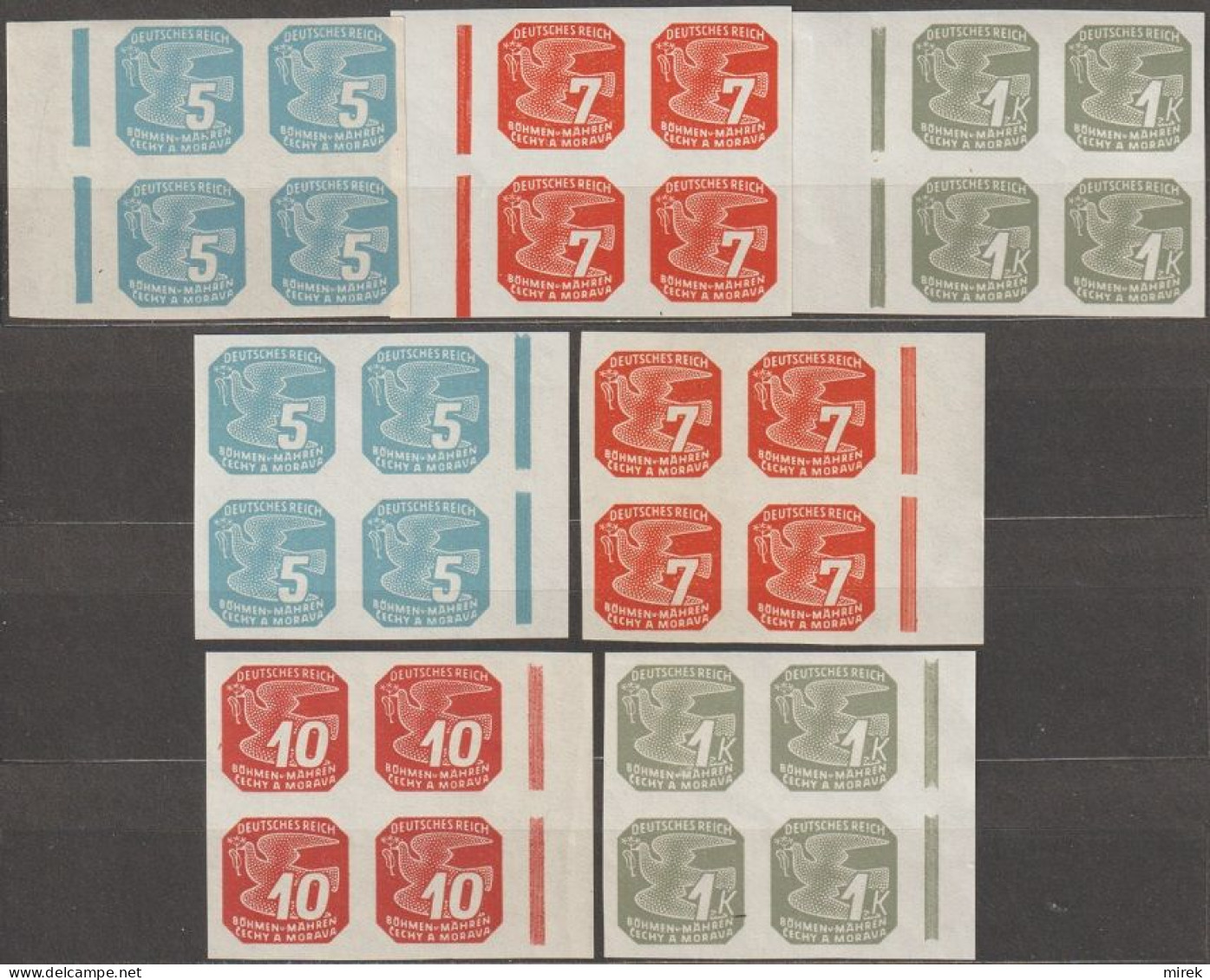 028/ Pof. NV 11-12,14,18, Border 4-blocks, Broken Frames - Unused Stamps