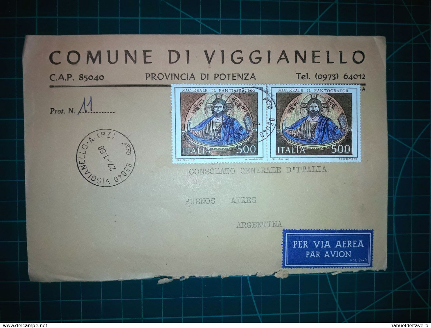 ITALIE, Enveloppe Envoyée à Buenos Aires, Argentine Avec Divers Timbres-poste (châteaux Ou Autres). Appartenant à La Com - 1981-90: Oblitérés