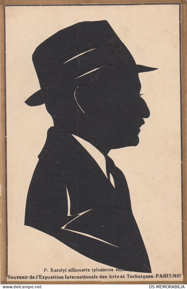 Silhouette From Art Exhibition Paris 1937 Old Card Hand Made With Scissors - Silhouettes