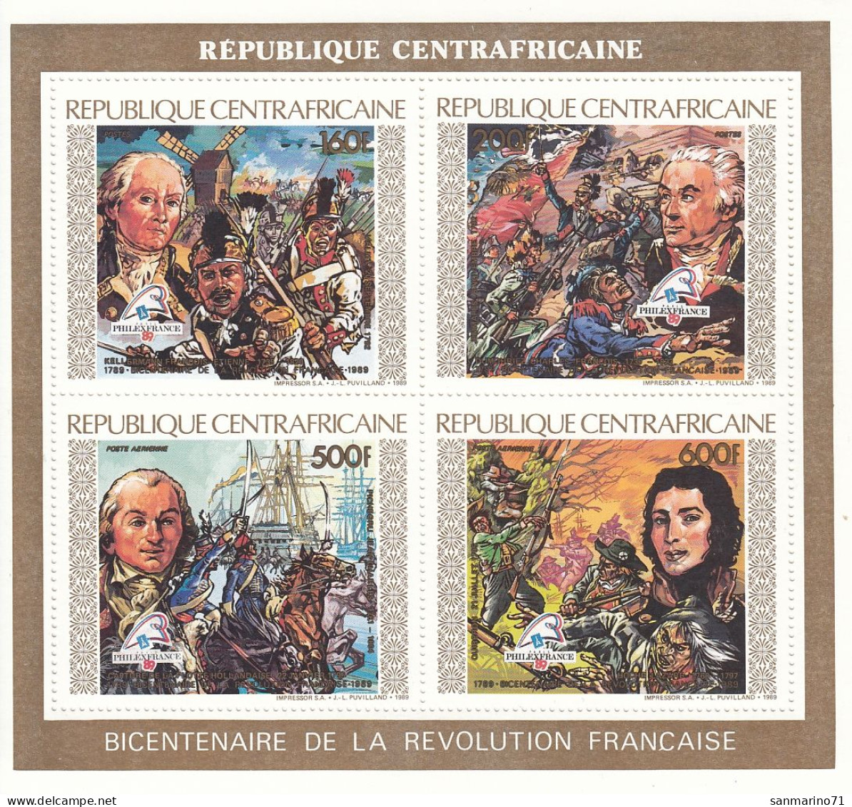 CENTRAL AFRICAN REPUBLIC 1391-1394,unused - Révolution Française