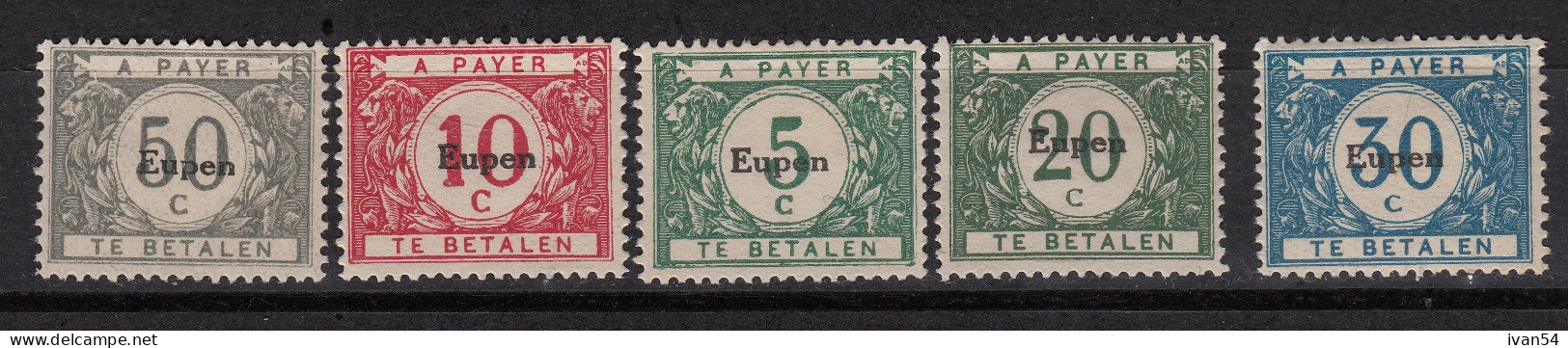 BELGIE : OC101-5  * – Bezetting Occupation EUPEN (1920) – Timbres-taxe - OC55/105 Eupen & Malmédy