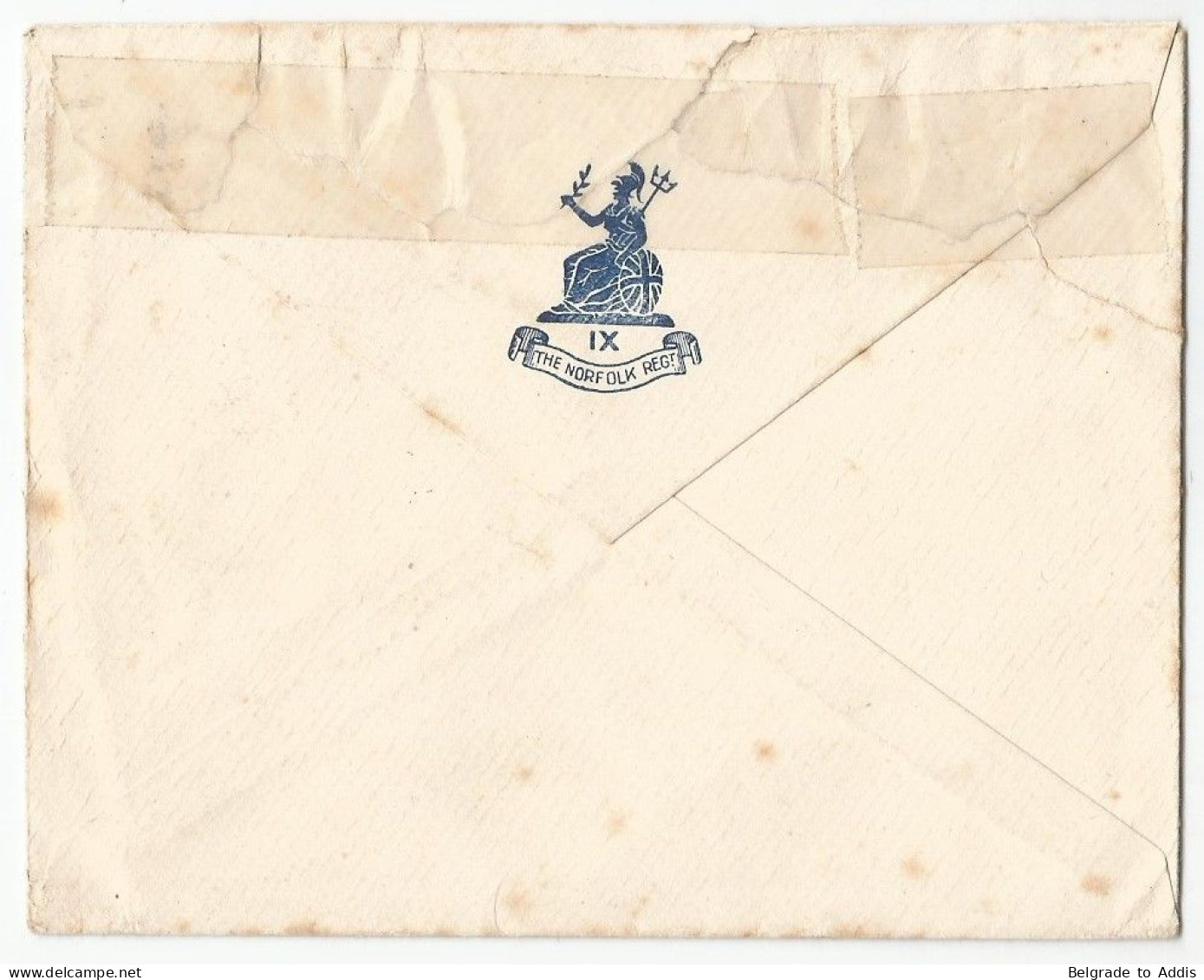 Egypt Cover Sent To England Paquebot Port-Said 1927 Enveloppe Of The British Army IX Norfolk Regiment - Briefe U. Dokumente