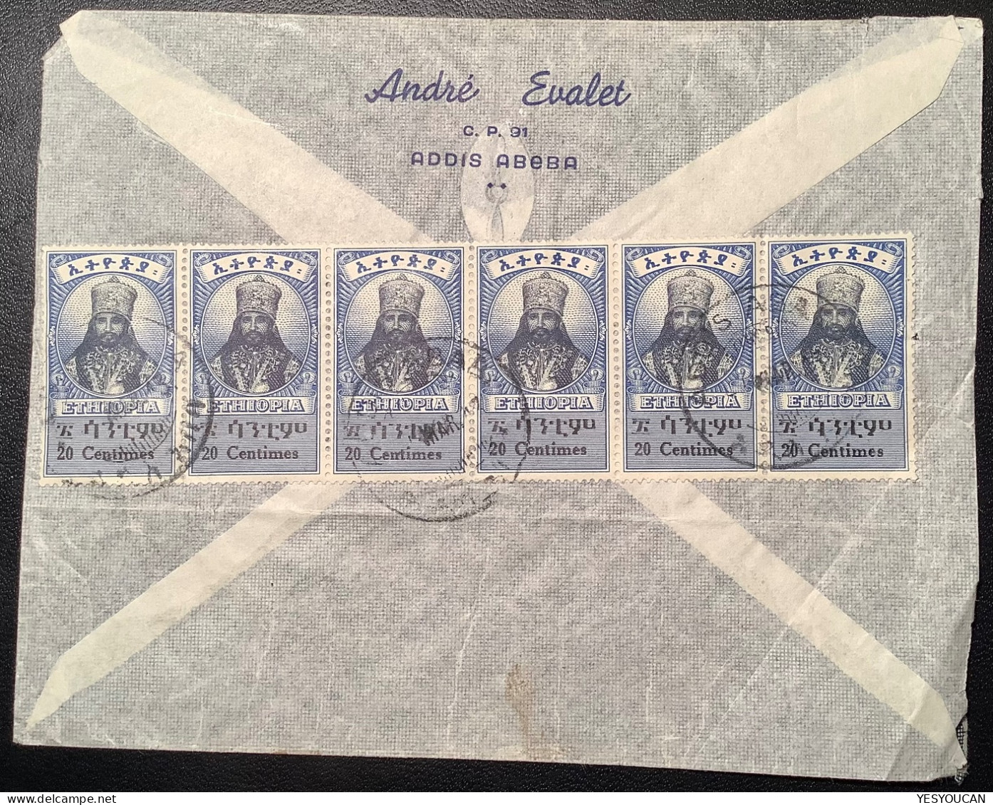 Ethiopia ADDIS ABABA 1943 Air Mail Cover>croix Rouge CICR Proche Orient, Egypt (lettre WW2 - Etiopia