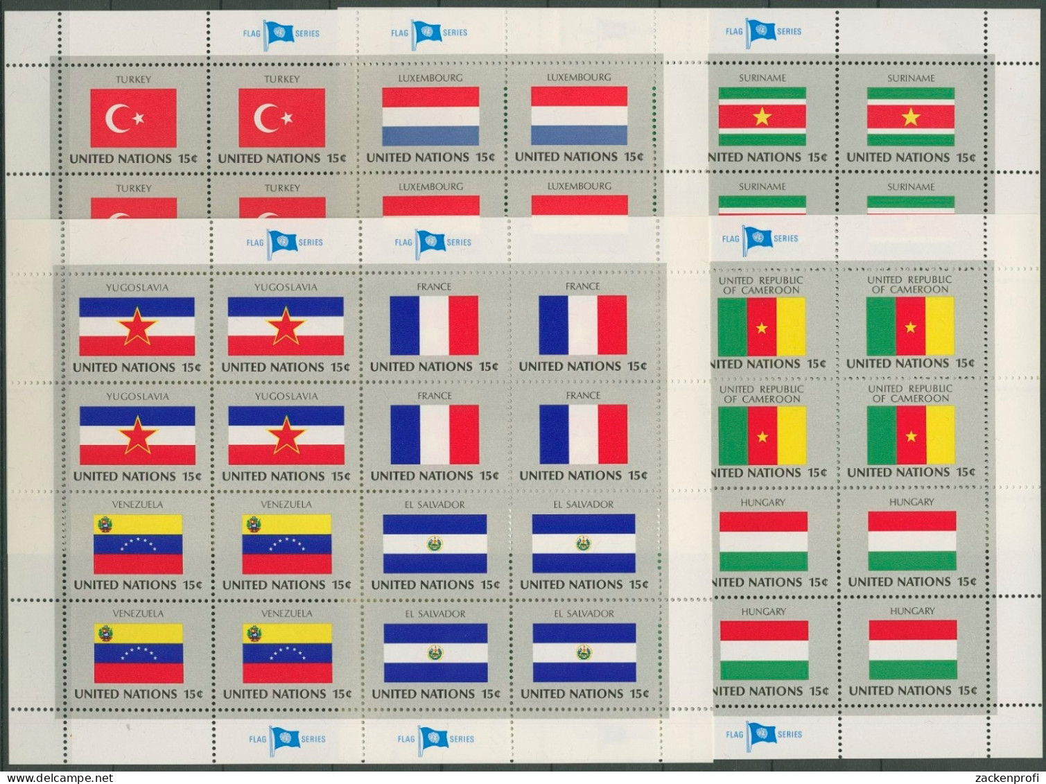 UNO New York 1980 Flaggen Der UNO-Länder 348/63 ZD-Bogen Postfrisch (C13718) - ONU