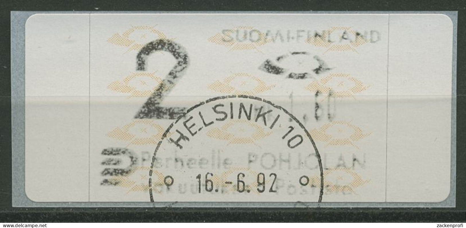 Finnland Automatenmarken 1992 Posthörner Einzelwert ATM 12.3 Z2 Gestempelt - Automatenmarken [ATM]