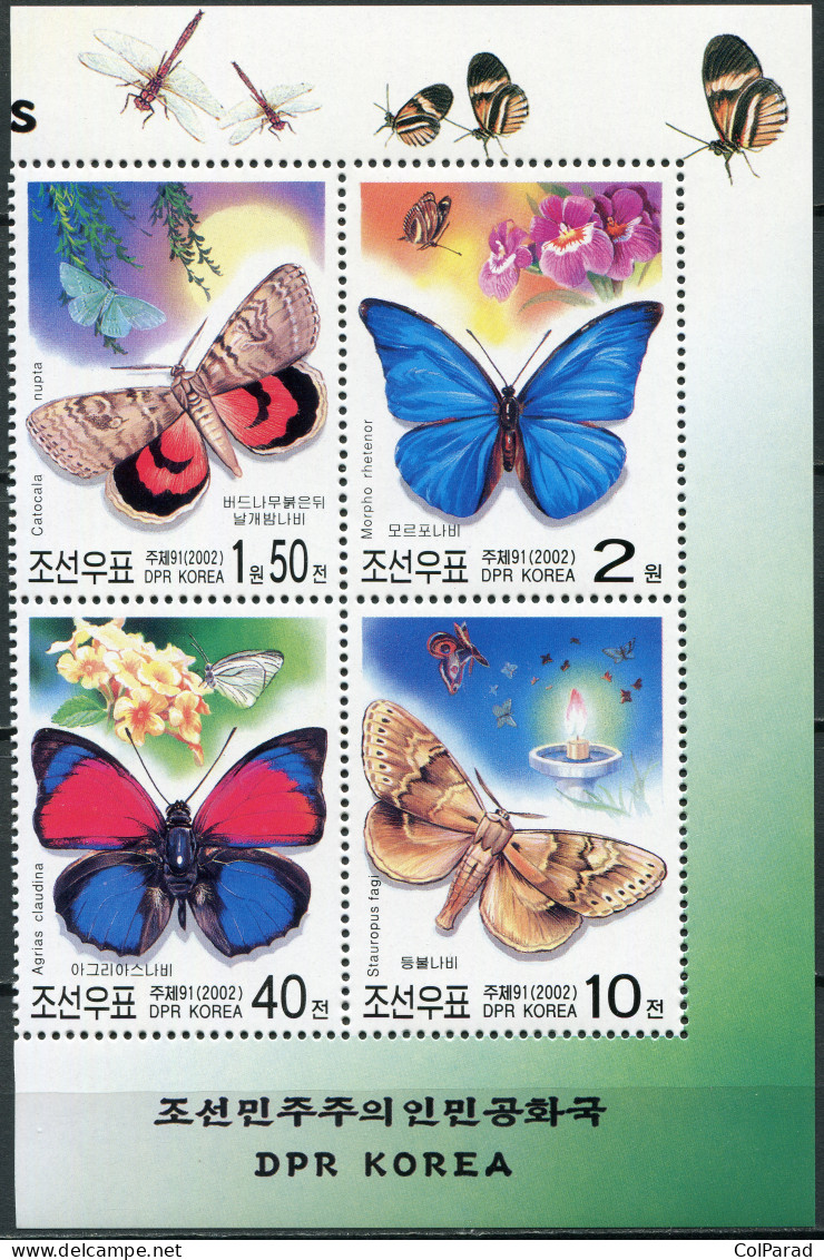 NORTH KOREA - 2002 - BLOCK OF 4 STAMPS MNH ** - Butterflies (I) - Corée Du Nord