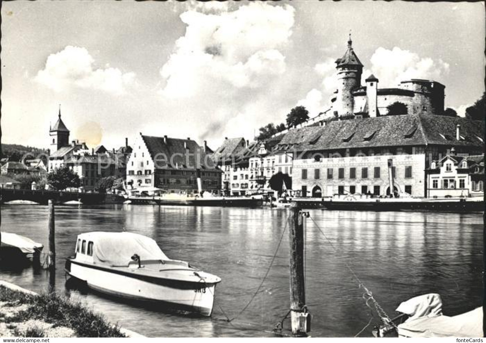 11629192 Schaffhausen SH Schifflaende Mit Castell Munot Rheinbruecke Schaffhause - Autres & Non Classés